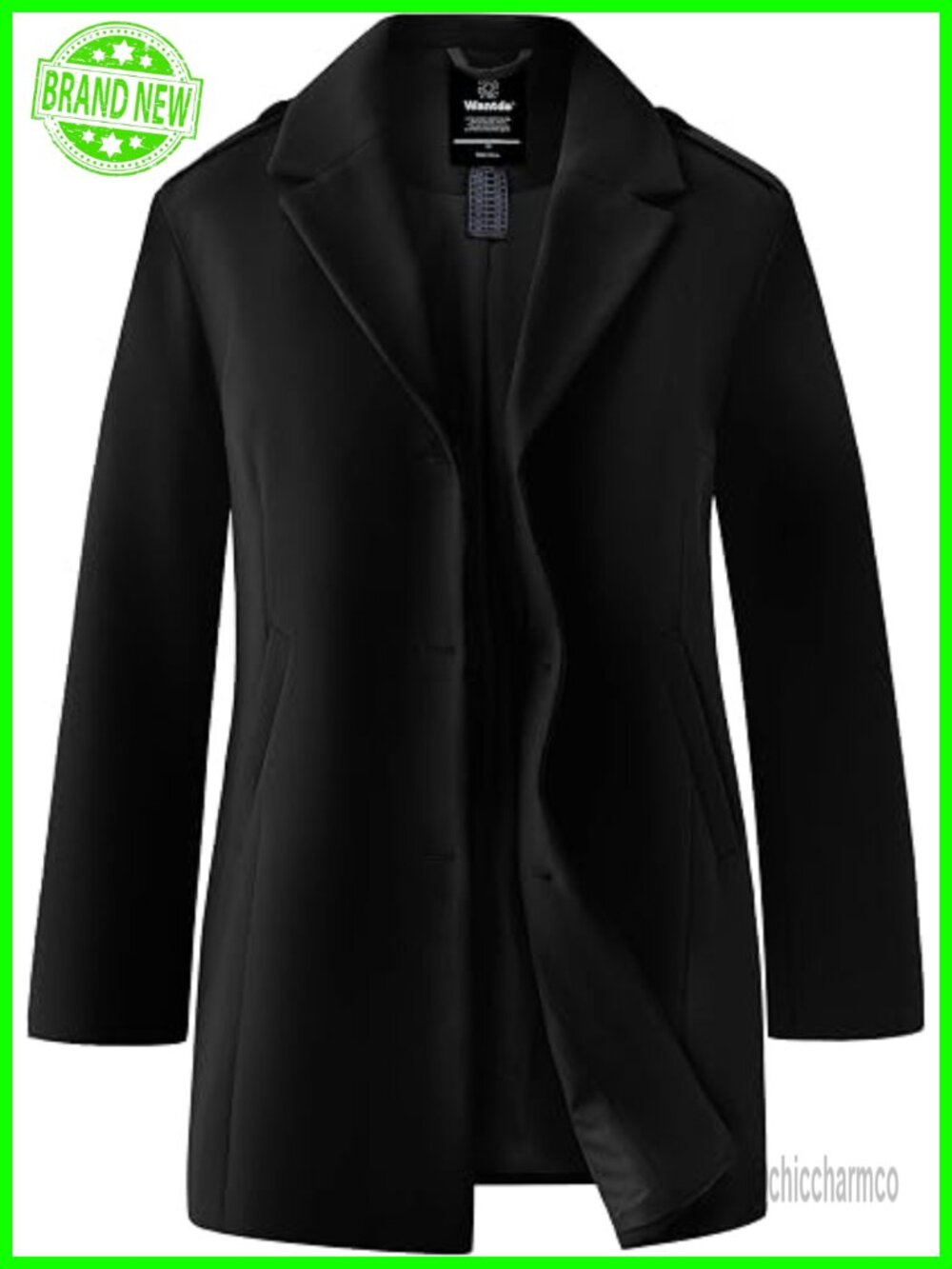 Plus Size Winter Peacoat Notch Lapel Single-Breasted Wool Coat